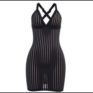 Black Mesh Bodycon Dress